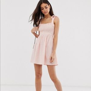 ASOS pink + white gingham sundress NWT